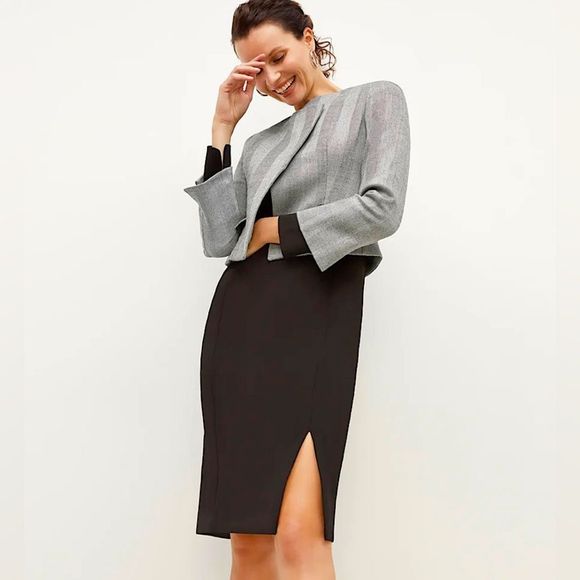 MM Lafleur Dresses & Skirts - MM Lafleur Joana Stretch Wool A Line Dress Midi Worth Luxury Compression Black